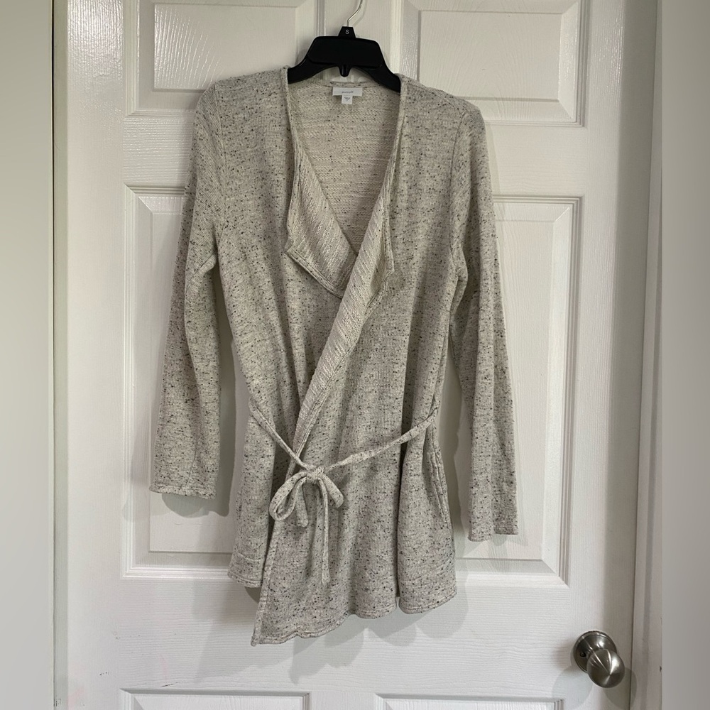 J Jill Pure Jill Womens Cozy Neutral Minimalist Open Front Tie Cardigan Size S